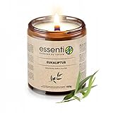 Duftkerze Soja-Kerze im Glas mit Knisternder Holzdocht zu Aromatherapie Kerzen | Mückenschutz Sojawachs EUKALYPTUS-Duft | Kerzen Lange Brenndauer Ideal Personalisierte Geschenke für Frauen