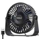 TriPole USB-Tischventilator, 3 Geschwindigkeiten, Luftstrom, Mini-Tischventilator, 360°-Drehung, tragbarer persönlicher Ventilator für Büro, Schlafzimmer, Outdoor-Camping, 1,5 m Kabel, schwarz