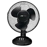 Clatronic Ventilator für Tisch/Tischventilator VL 3601; Mini-Fan für Schlafzimmer, Büro, Wohnmobil; sehr leise/ruhig; oszillierend/Rotation; Durchmesser 23 cm; 2 Geschwindigkeitsstufen; schwarz